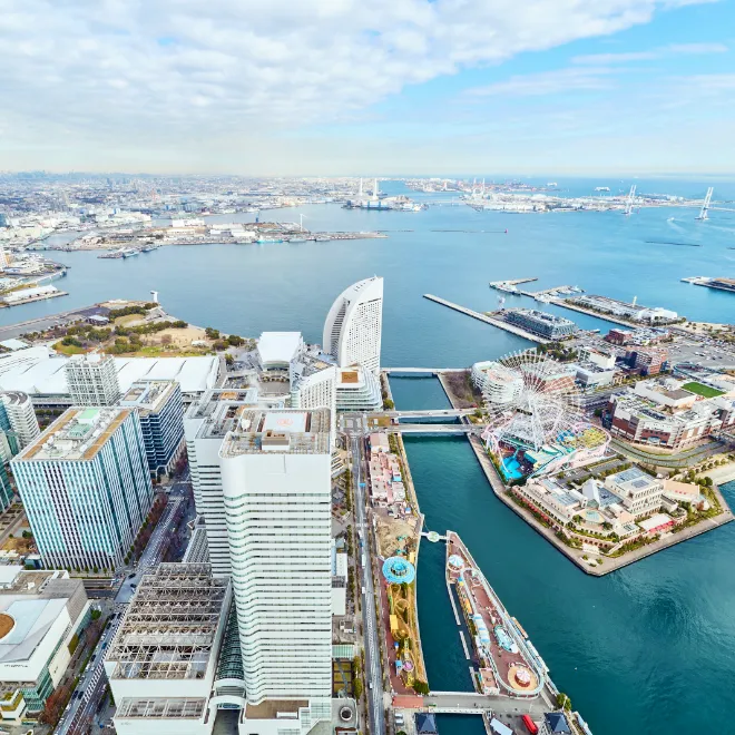 ランドマークタワーから見るみなとみらいの景色
